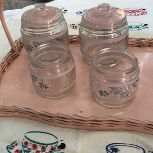 Wicker and glass hand painted nursery toiletry set